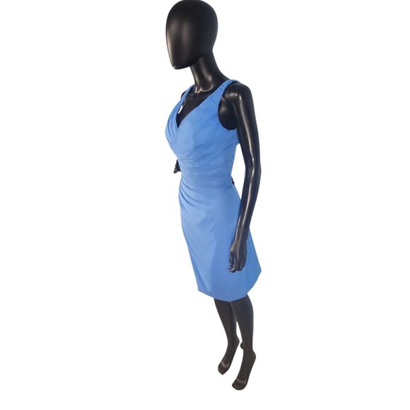 NWOT Cornflower Chiffon V-Neck Cocktail Dress/Party Dress - Da Vinci - Picture 2 of 5